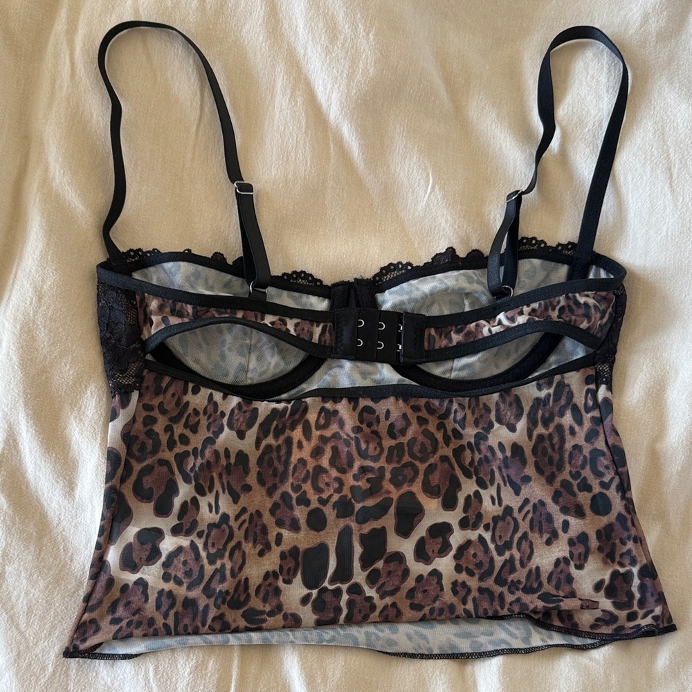 Lace Leopard Cropped Cami - Picture 2 of 3